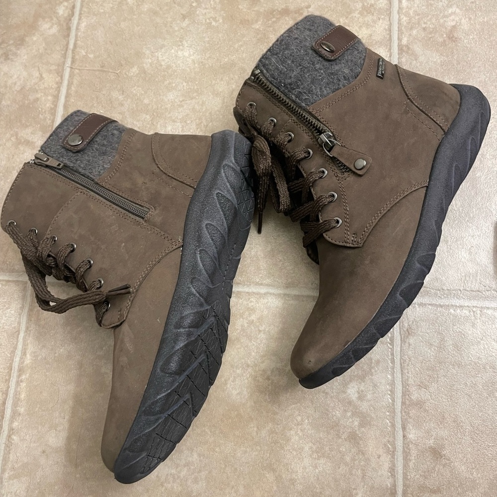 Brown Lace-Up Ankle Boots - Picture 2 of 6